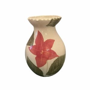 Vintage B. Eigen Vase  Barbara Eigen Pottery Autumn Leaves with Ridged Rim